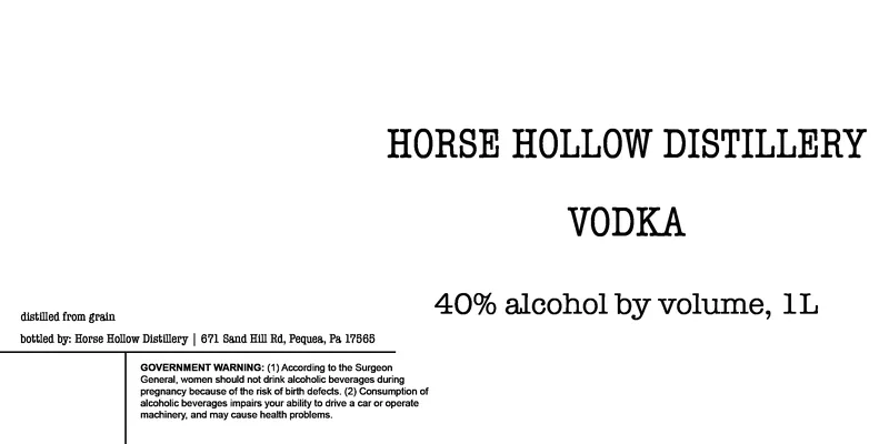 Horse Hollow Distillery label