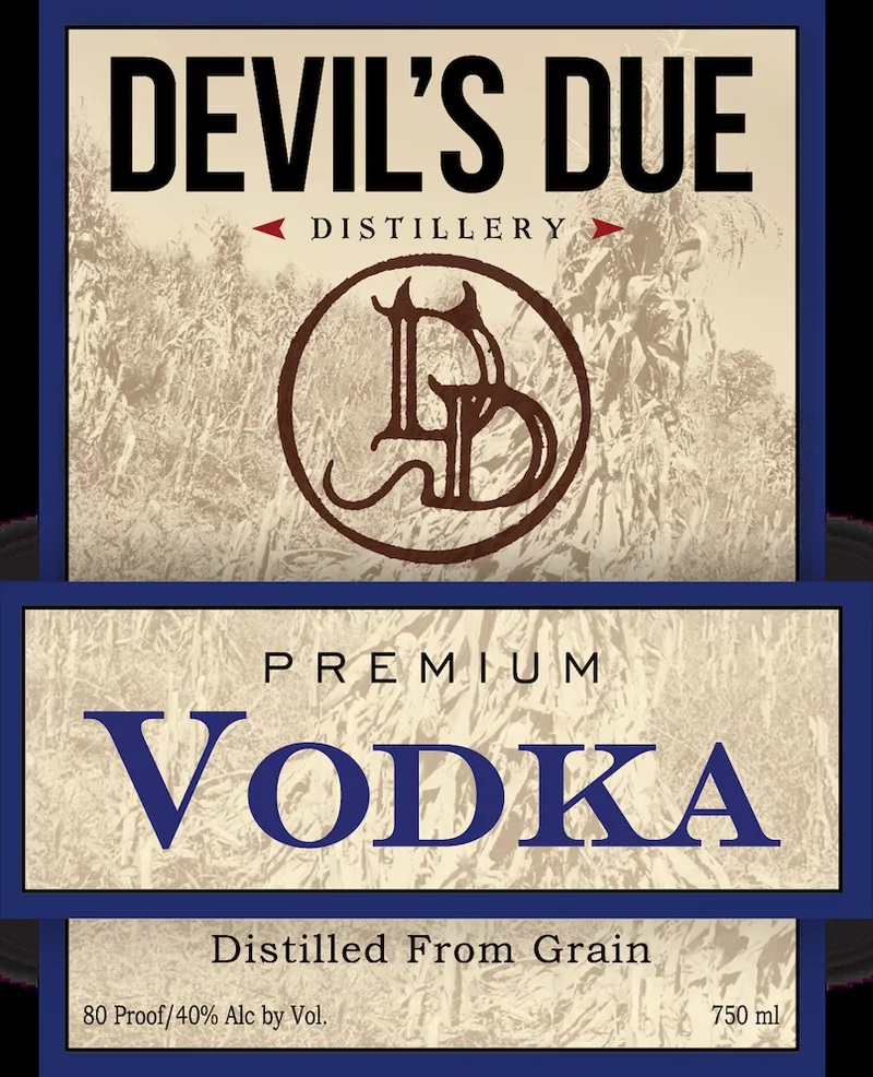 Devil's Due Distillery Signature Vodka label