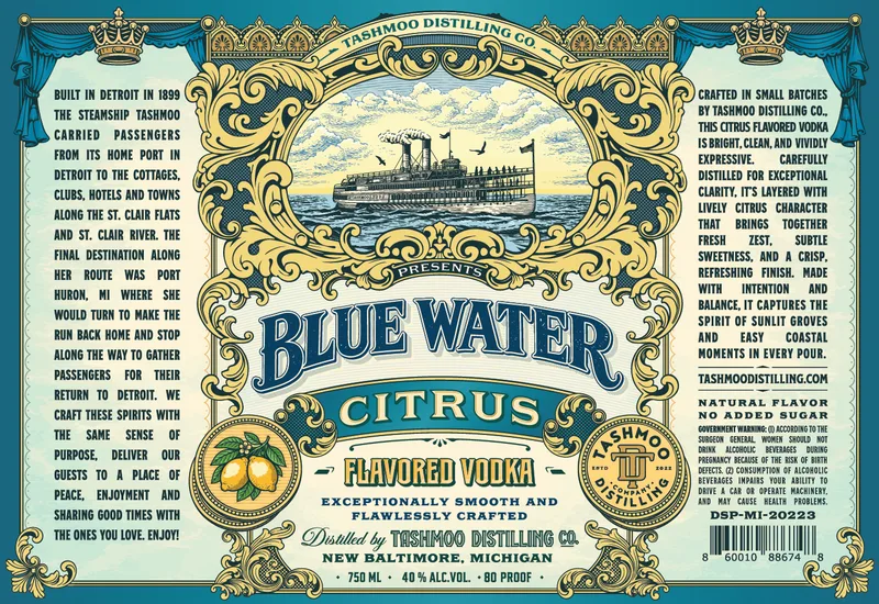 Blue Water Citrus label