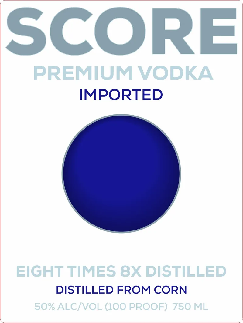Score 100 Proof Vodka label