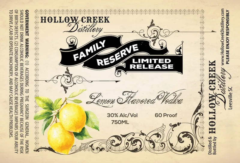 Hollow Creek Distillery Family Reserve Limited Release label
