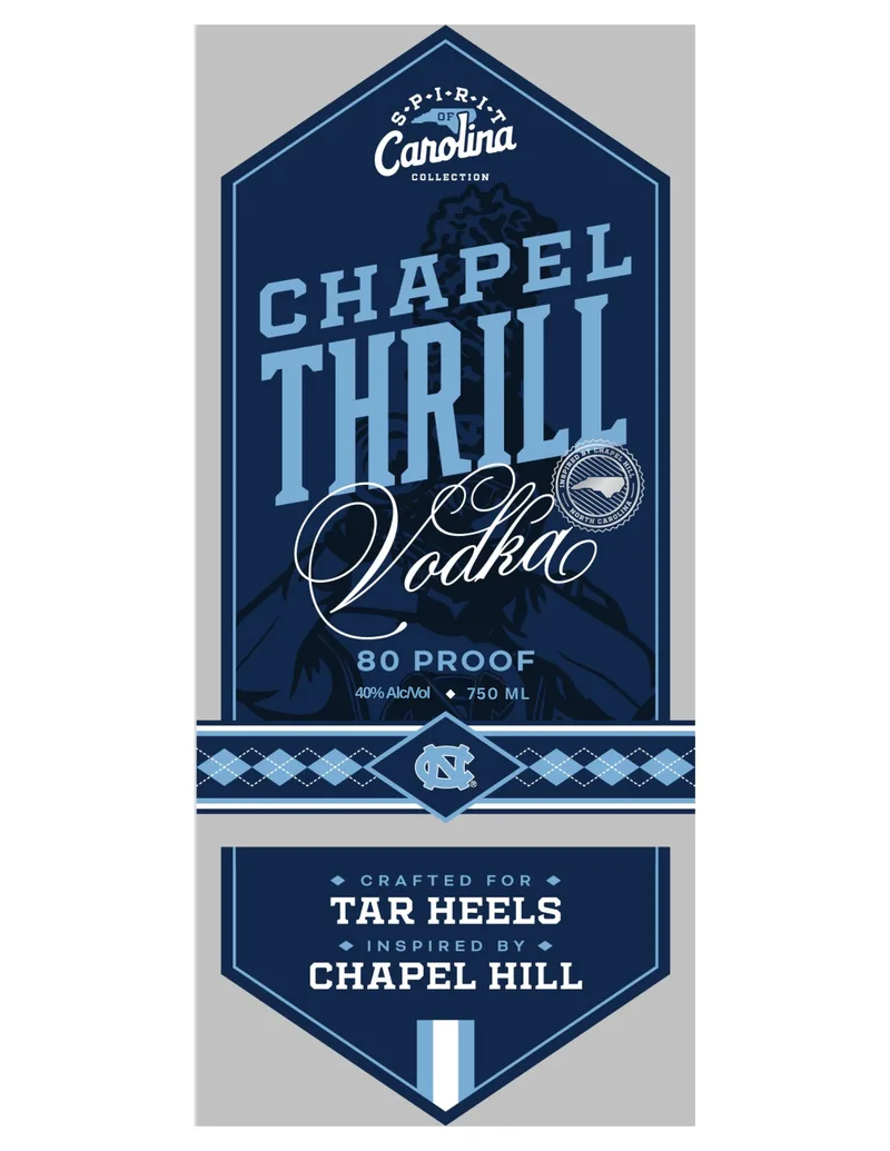 Spirit Of Carolina Chapel Thrill Vodka label