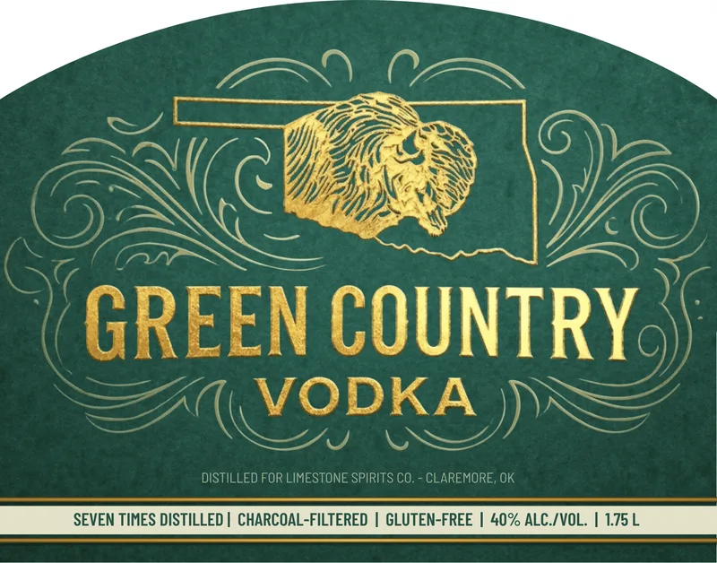 Green Country Vodka label