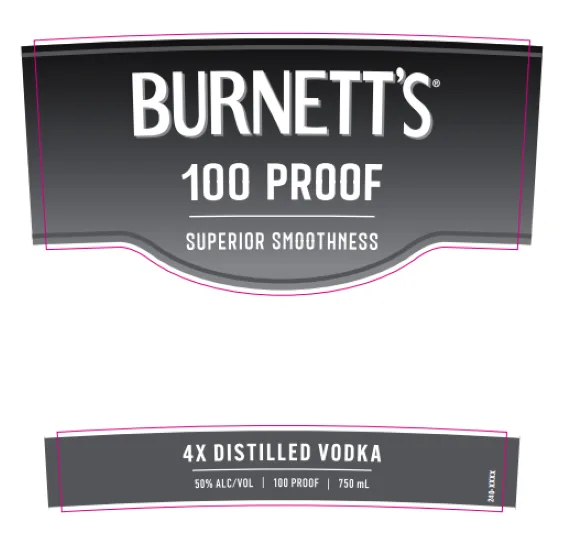 Burnett's 100 label