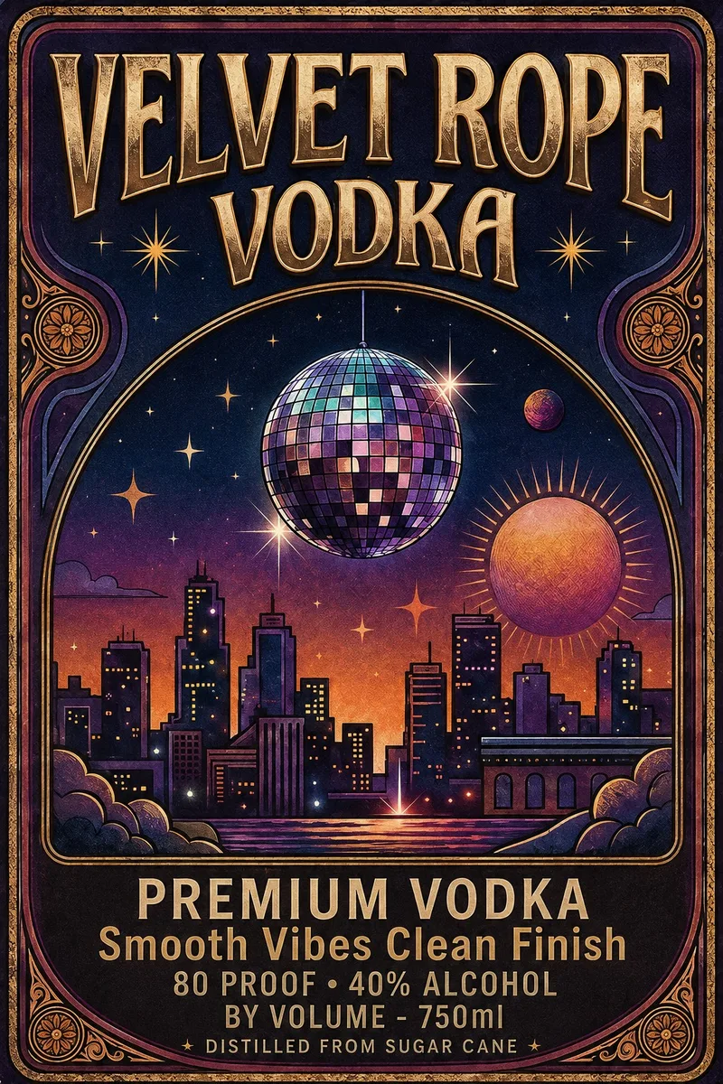 Velvet Rope Vodka label